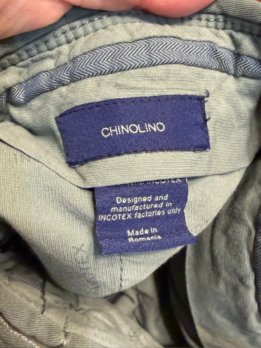 Incotex Slowear Chinolino Mens Green Linen Cotton Trousers Chino Pants 34x32